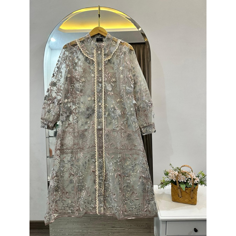 Aluna Tunik Outer / Outer Kondangan / Tunik Brukat / Kebaya Wisuda / Kebaya Modern / Tunik Brukat Ti