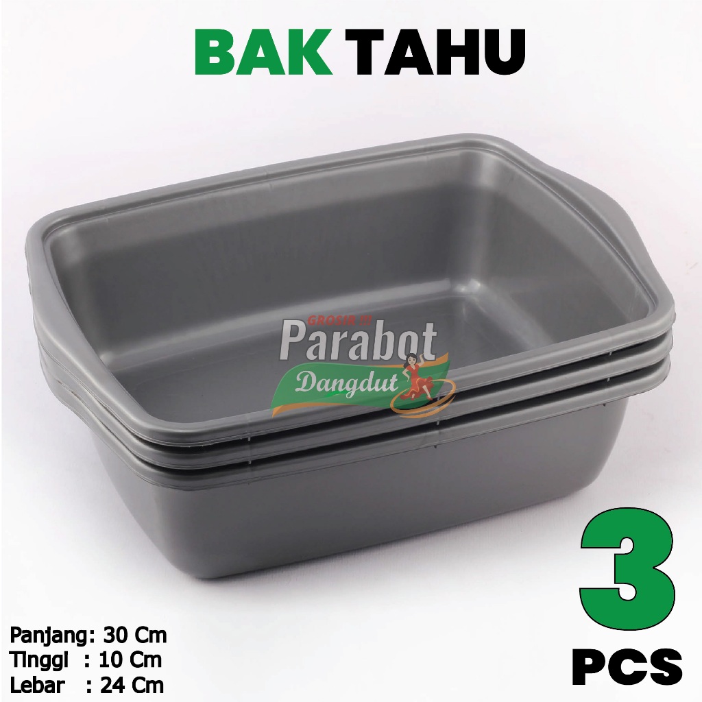 HARGA GROSIR - SET 3 PCS BAKI SL 076 ABU  / BAK TAHU / BAK PLASTIK - WADAH SERBAGUNA - Tempat Penyim