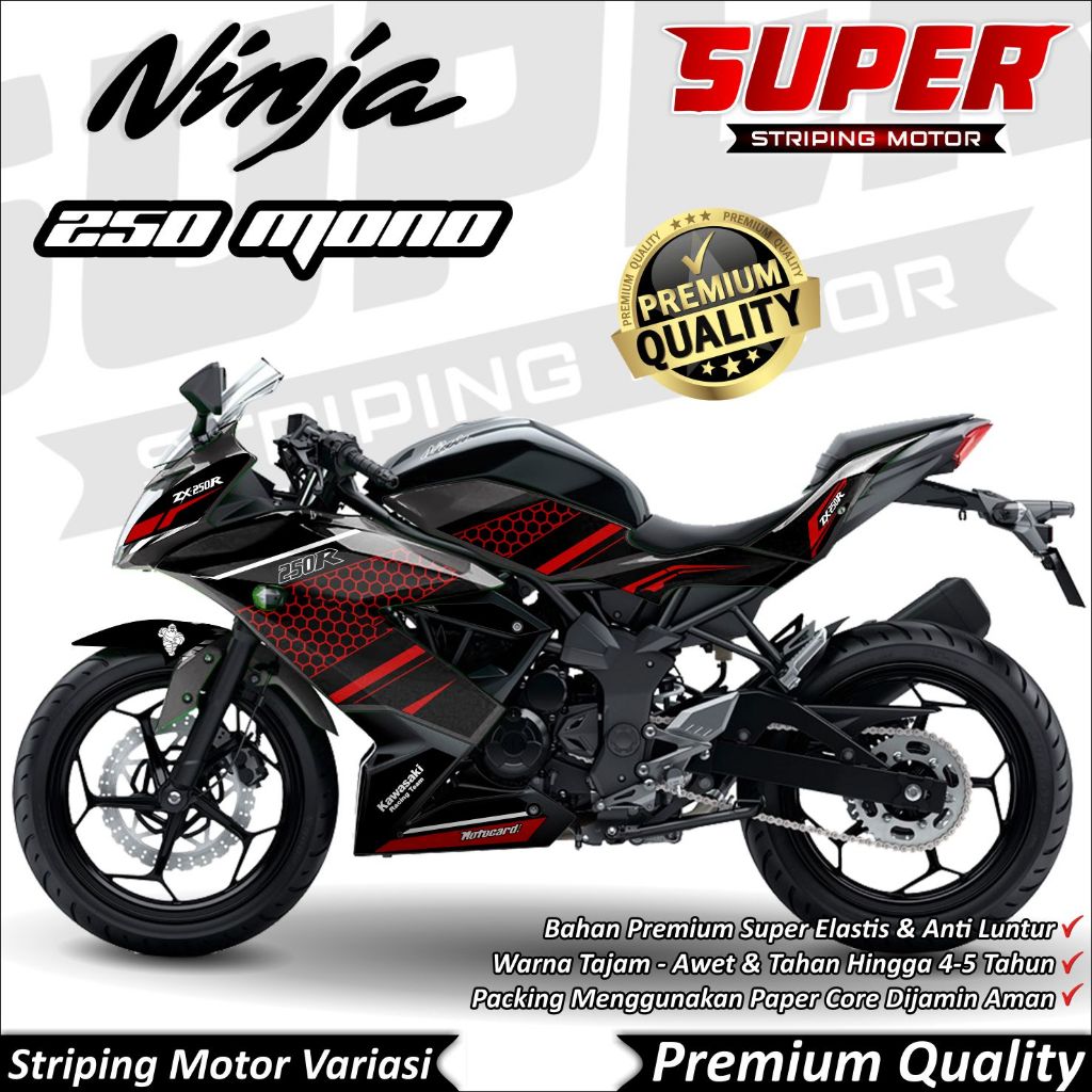 Stiker Ninja 250 Mono Luntur keren Striping Ninja 250 Mono Striping Kawasaki Ninja 250 Mono Next Gen