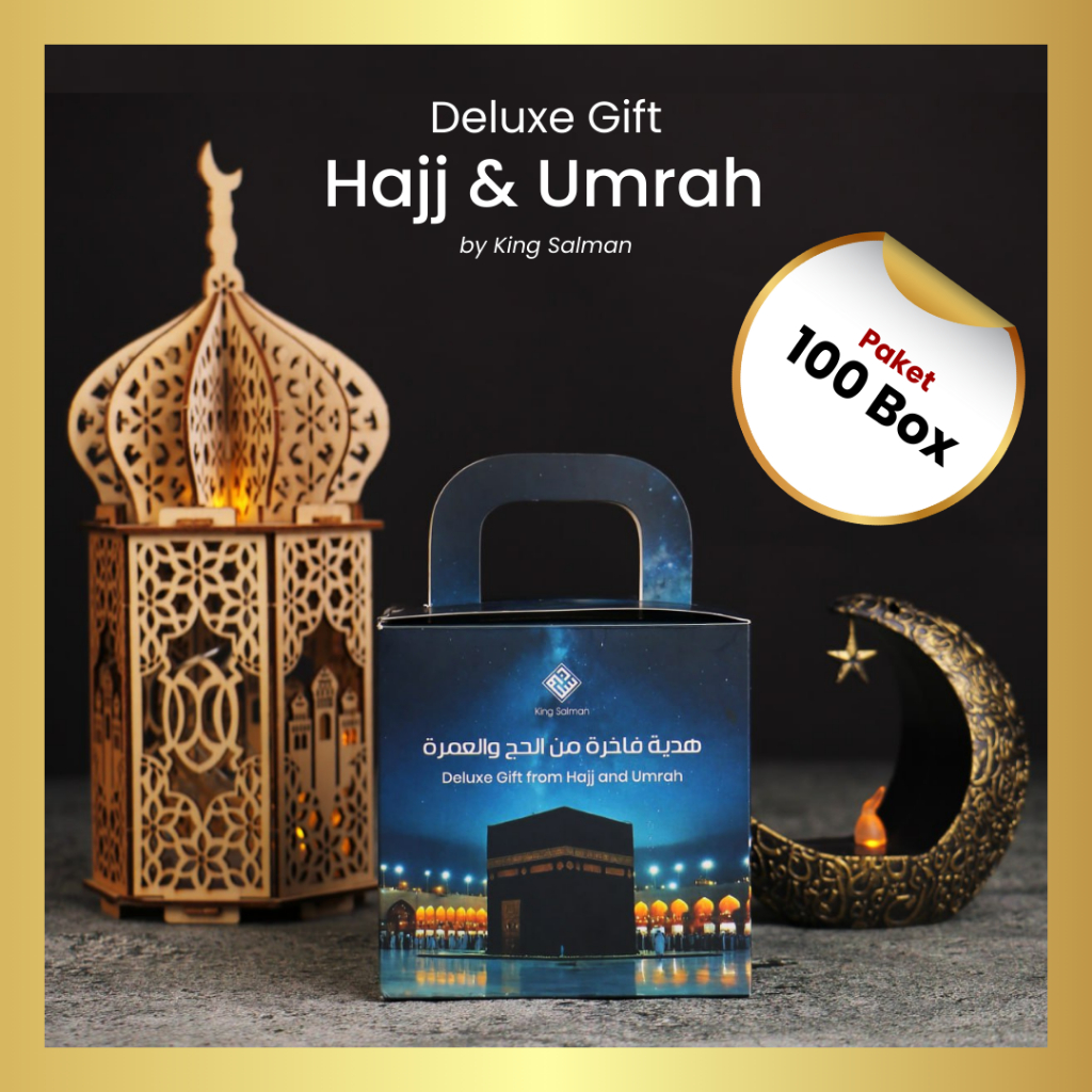 

Paket Bingkisan Umroh & Haji Premium - King Salman Deluxe Gift | SHAFA GALAXY 100 PCS Gable Box