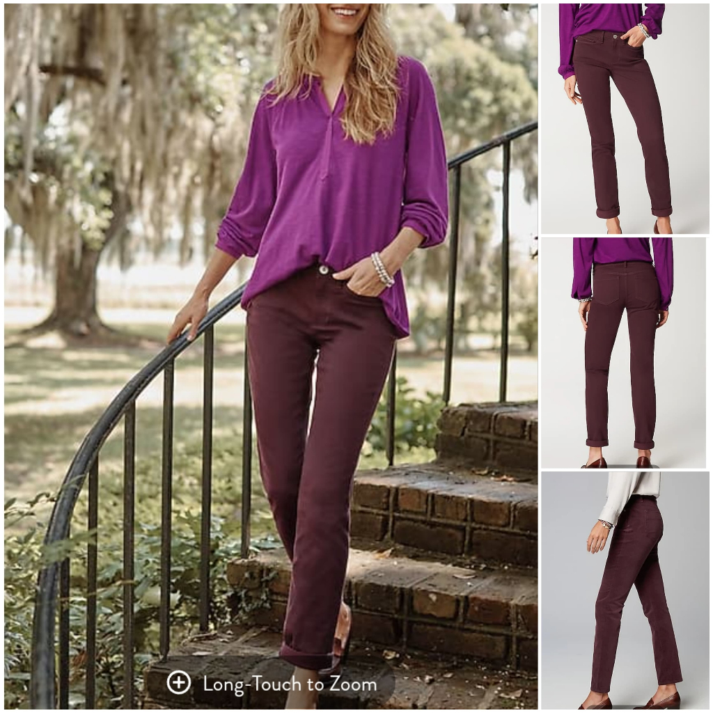Celana J.Jill Authentic Fit Slim-Leg in Burgundy