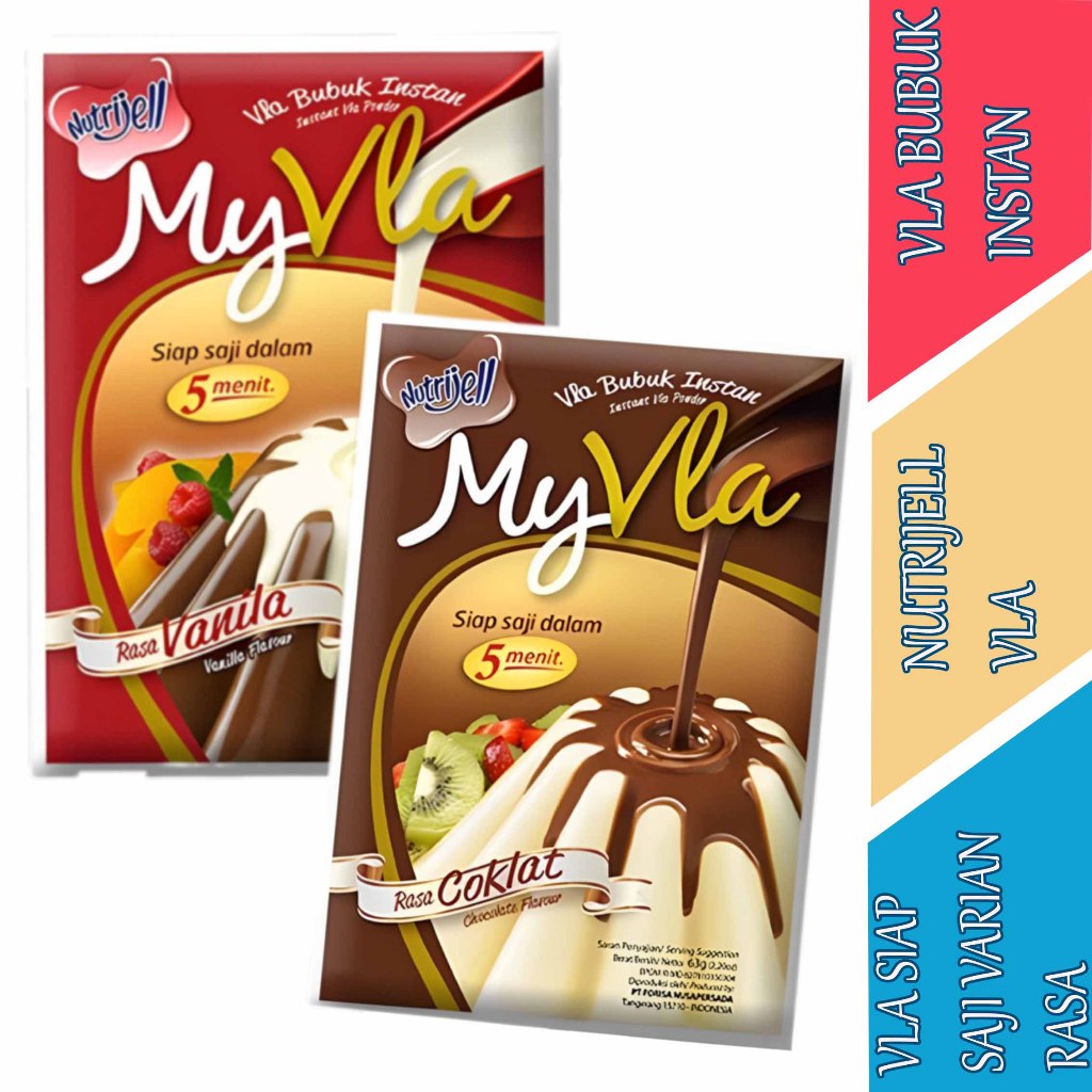 

Serbuk Vla Aneka Varian Rasa - Nutrijell My Vla - Vla Bubuk Instan - 60gr & 63grV