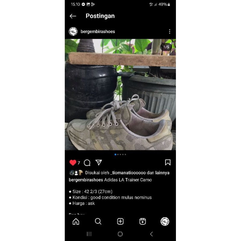 adidas la trainer camo size 42 2/3 kelengkapan box replace