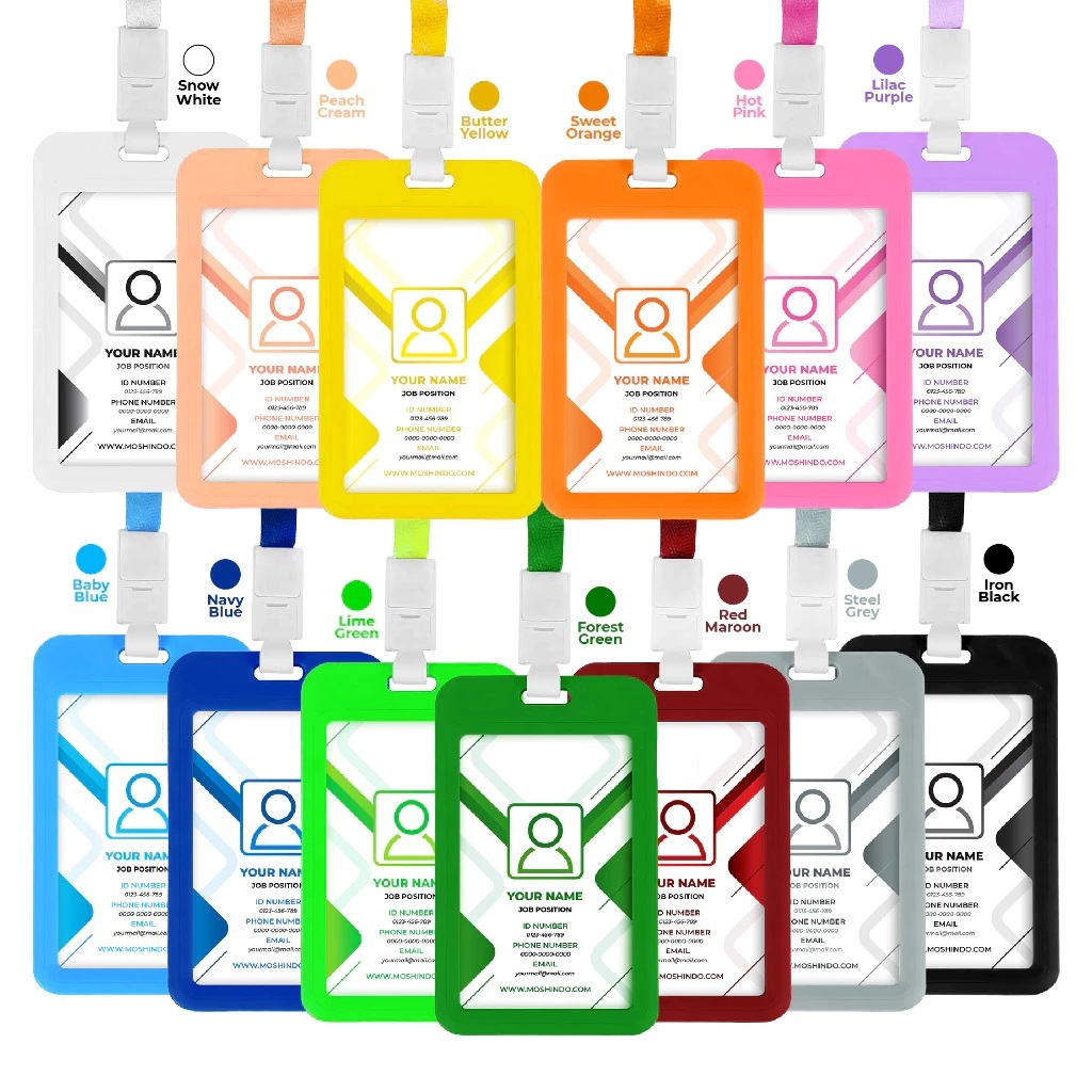 

MMB - Moshi ID Card Name Tag Holder Gantung LEHER / Tempat Kartu Identitas Akses Dengan Tali Lanyard - Plastik POLOS - NAVY BIRU