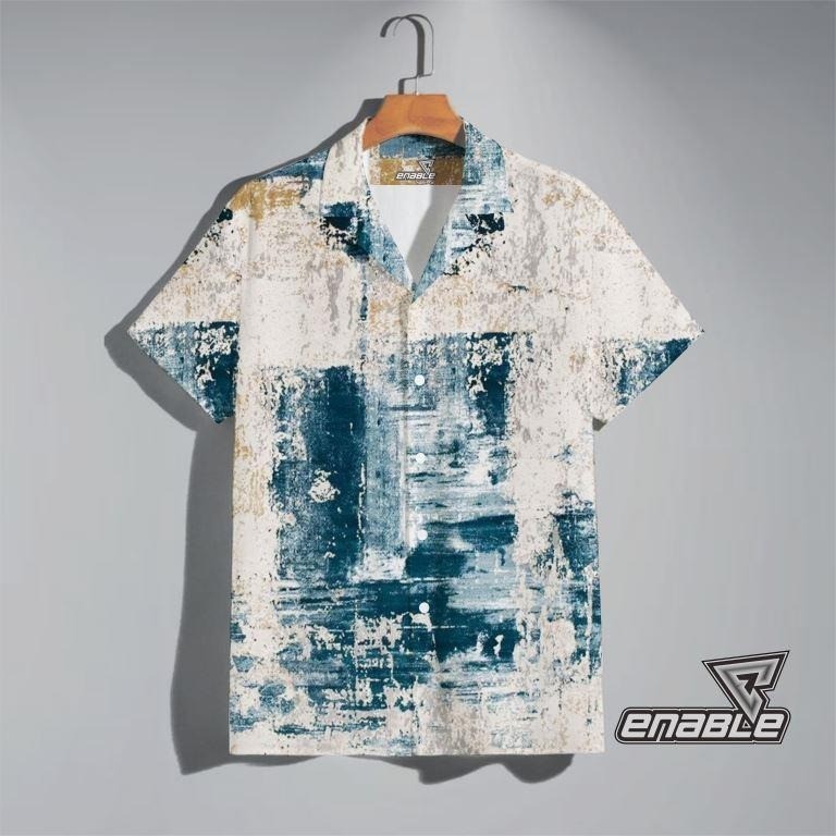 ENABLE - Baju Kemeja Full Print Motif Abstrak Full Color - Kemeja Pria Wanita KUALITAS PREMIUM - Baj