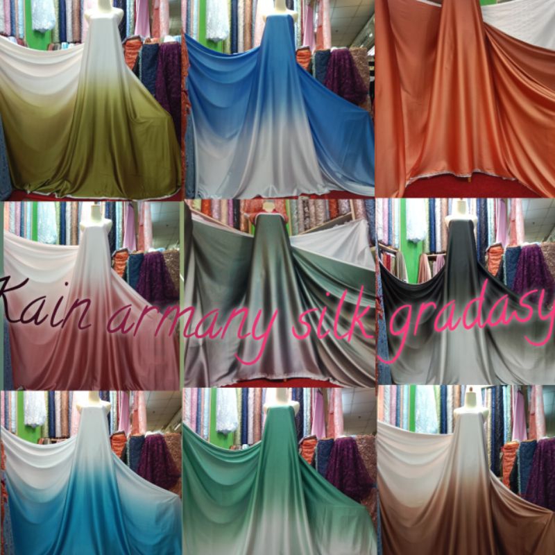 bahan armani silk gradasi original/kain bahan armani silk gradasi premium/kain armani ombre gradasi 