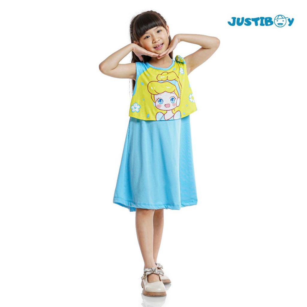 Viral  Dress Baju Anak Perempuan Princess Imut Full Printing Umur 2 - 6 Tahun [Tina]