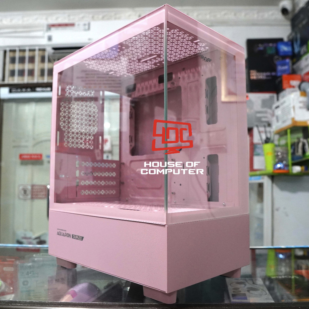 ARMAGGEDDON CASE PC AQUARON DUPLEX M-ATX DUAL SIDE TEMPERED GLASS - PINK
