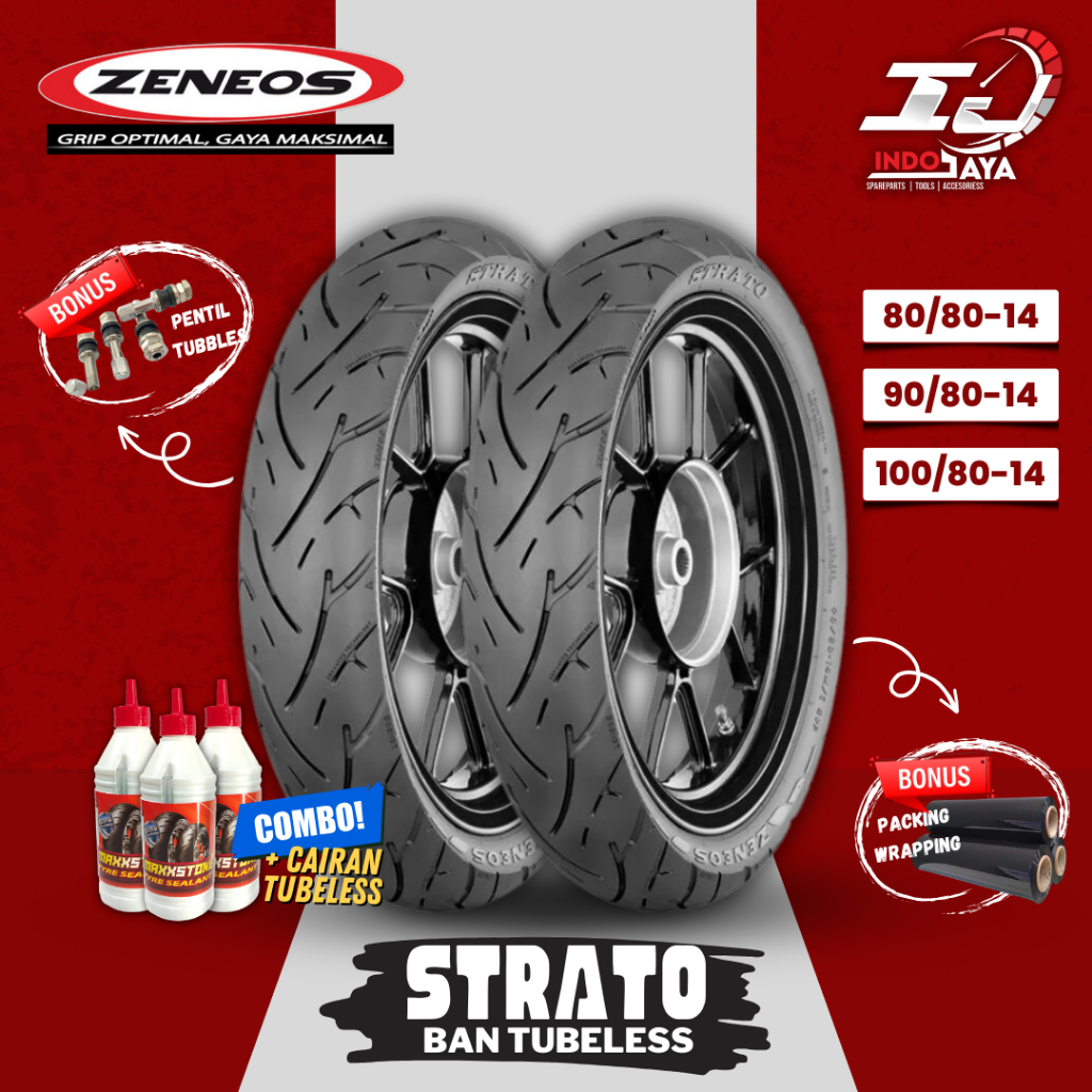 [READY COD] BAN LUAR TUBELESS ZENEOS STRATO (80/80-14 - 90/80-14 - 100/80-14) RING 14 BAN MATIC DEPA