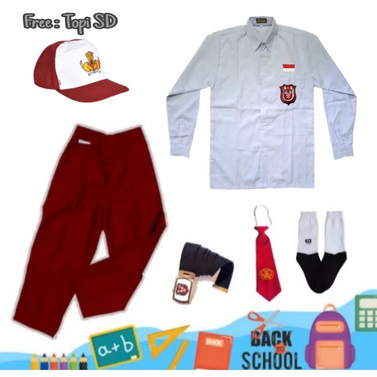 Seragam sekolah baju sekolah sd anak laki laki merah putih panjang