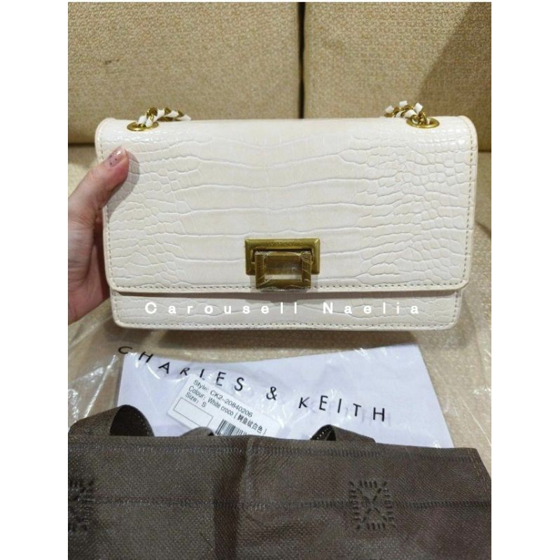 Charles & Keith Croco White | Tas CK Original 100% - Carousell by Naelia