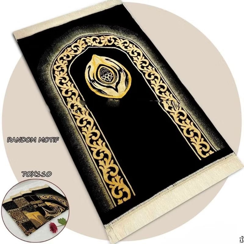 Sajadah Turkey Dewasa Sajadah Hitam Premium Sajadah Turki Exclusive Kiswah Hitam / flowers Tebal Hal