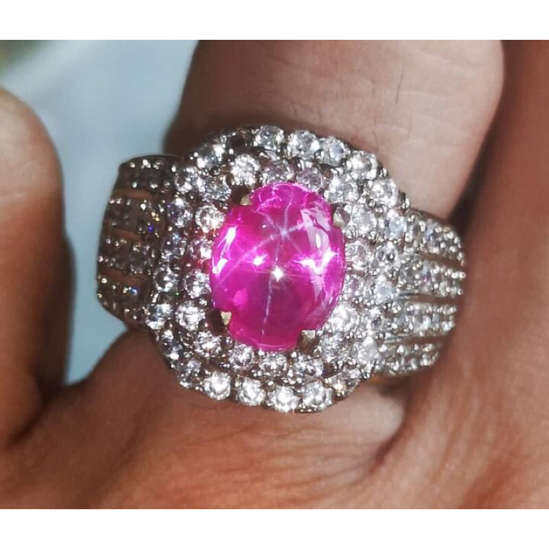 Cincin Batu Natural Ruby star Bangkok Kualitas Burma Crystal Mewah