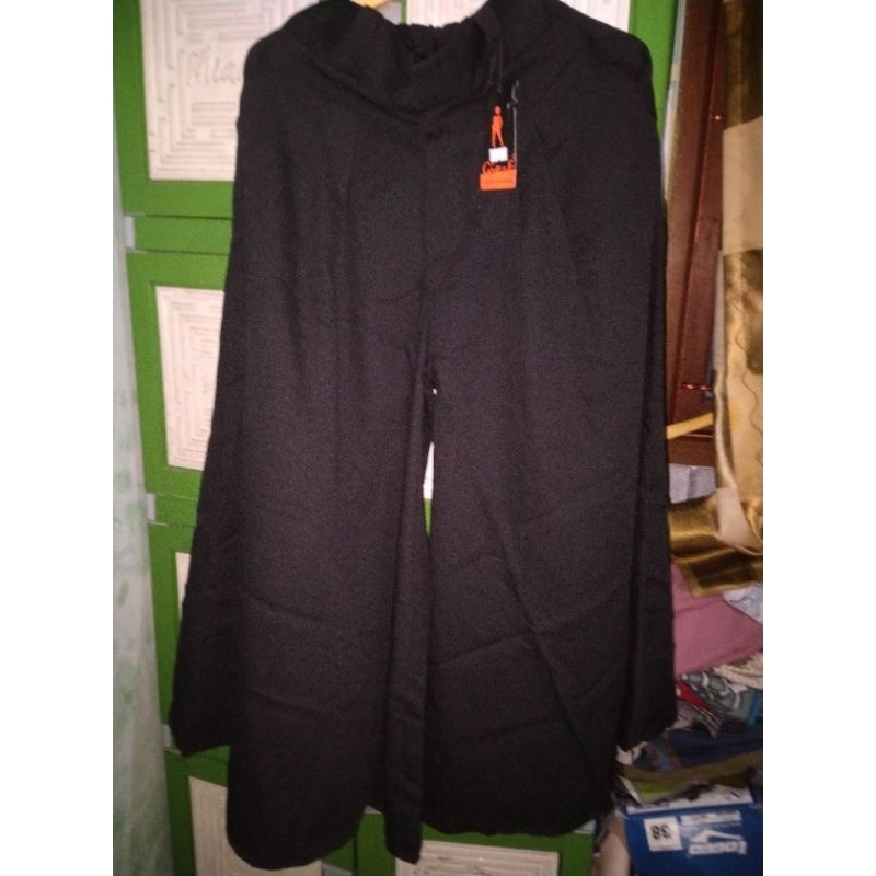 Celana Pallazo Gio-f | kulot hitam emboss