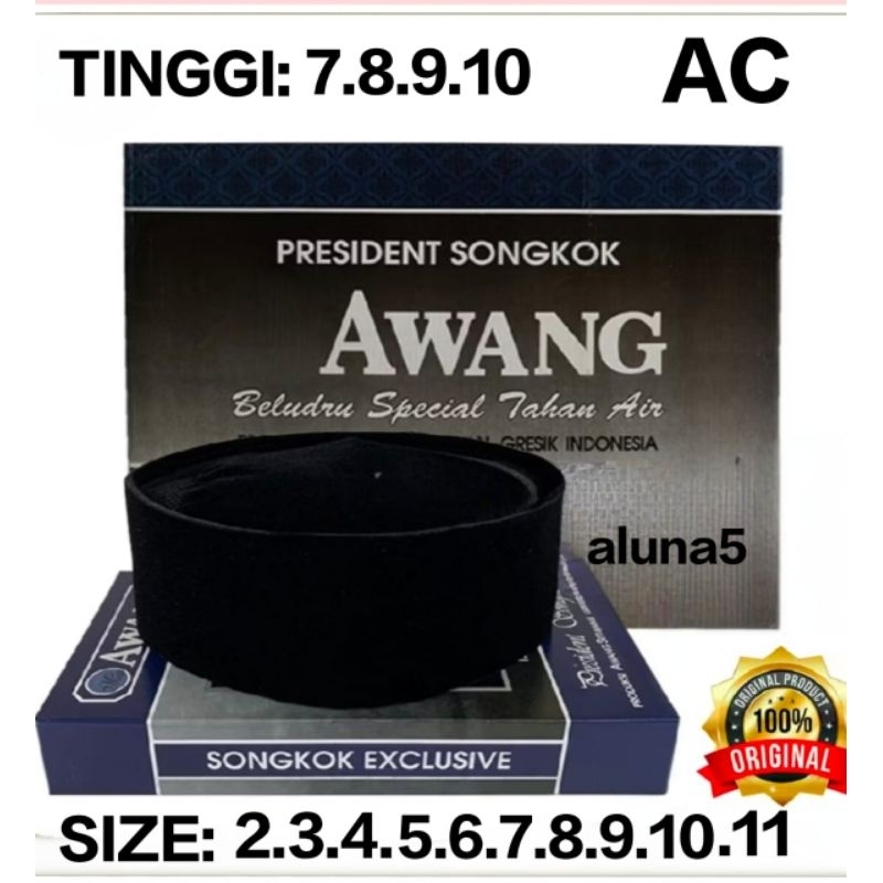 Songkok AWANG Hitam polos AC Tinggi 7-8-9-10 Peci hitam bludru Peci sholat peci santri peci nasional