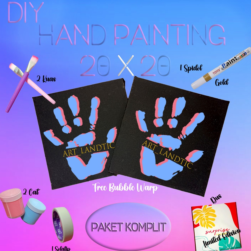 

Diskon Terpopuler Kanvas Lukis Tangan Couple 1 Set Lengkap Hand Painting Kit Canvas Board Couple 2x2 Free BOX Limited Edision