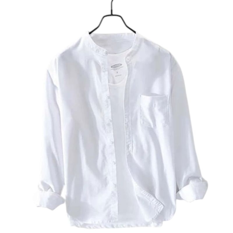 Kemeja Kerah Shanghai Model Katong Depan Pria kemeja pria lengan panjang kerah Shanghai