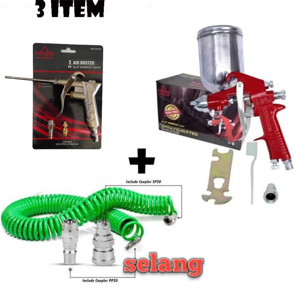 Pabrik Resmi PAKET Spray Gun  Alat Semprot Cat spet Spray Gun F75G Semprotan Cat Kompresor Angin tab