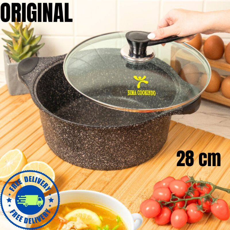 Bima cookindo original panci anti lengket granite serbaguna 28 cm