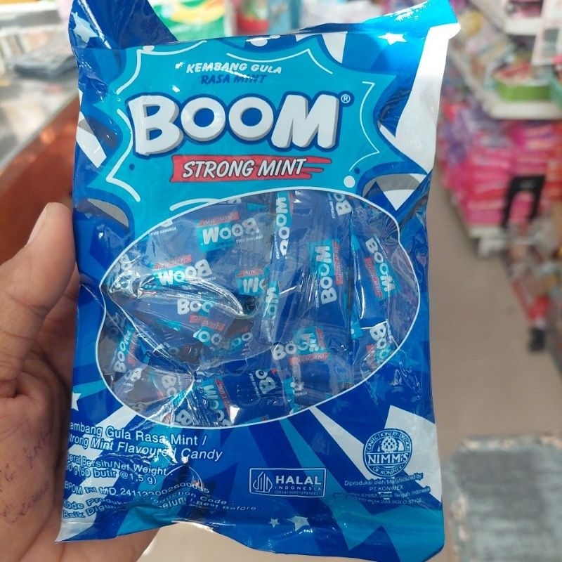 

Boom Strong Mint 90gr Permen Boom Strong Mint Kembang Gula