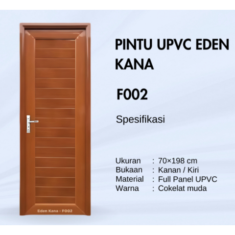 PINTU UPVC EDEN KANA F002 COKLAT | PINTU UPVC BERKUALITAS l PINTU KAMAR AWET DAN KUAT