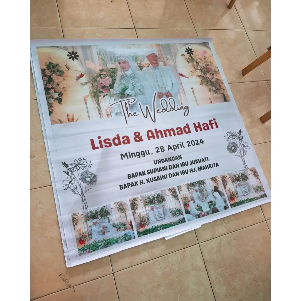 BANNER / SPANDUK WEDDING UKURAN CUSTOM / SPANDUK RESEPSI AKAD NIKAH / SPANDUK ACARA
