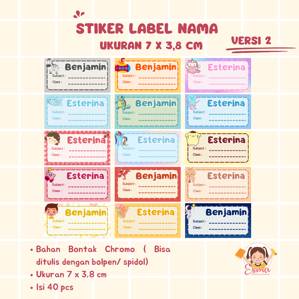 

Stiker Label Buku | Stiker Nama Custom Isi 40 Pcs Versi 2