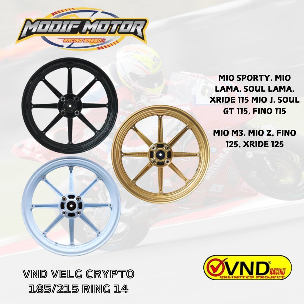 VND VELG CRYPTO MIO 185/215*14 RING 14 PELEK FELEK MOTOR ORIGINAL