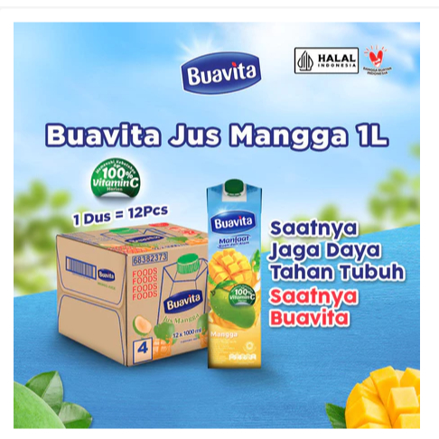 

Buavita Jus Buah Asli Mangga 1000ml (Isi 12) - TERMURAH