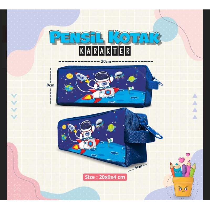 

Kotak pensil resleting anak laki-laki karakter ASTRONOT aesthetic murah simple
