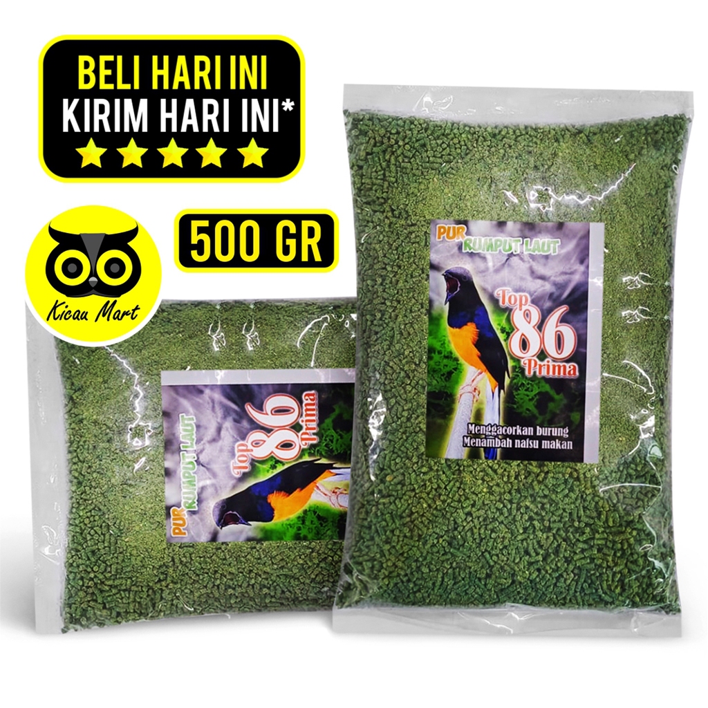 KICAU MART Pur Rumput Laut Top 86 Prima Voer Pakan Penggacor Burung Pur Hijau Ijo Rumput Laut Makana