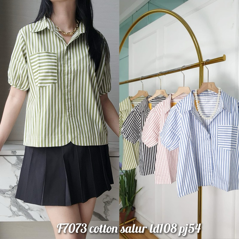 blouse / blus / kemeja wanita LD108 bahan katun salur f7073