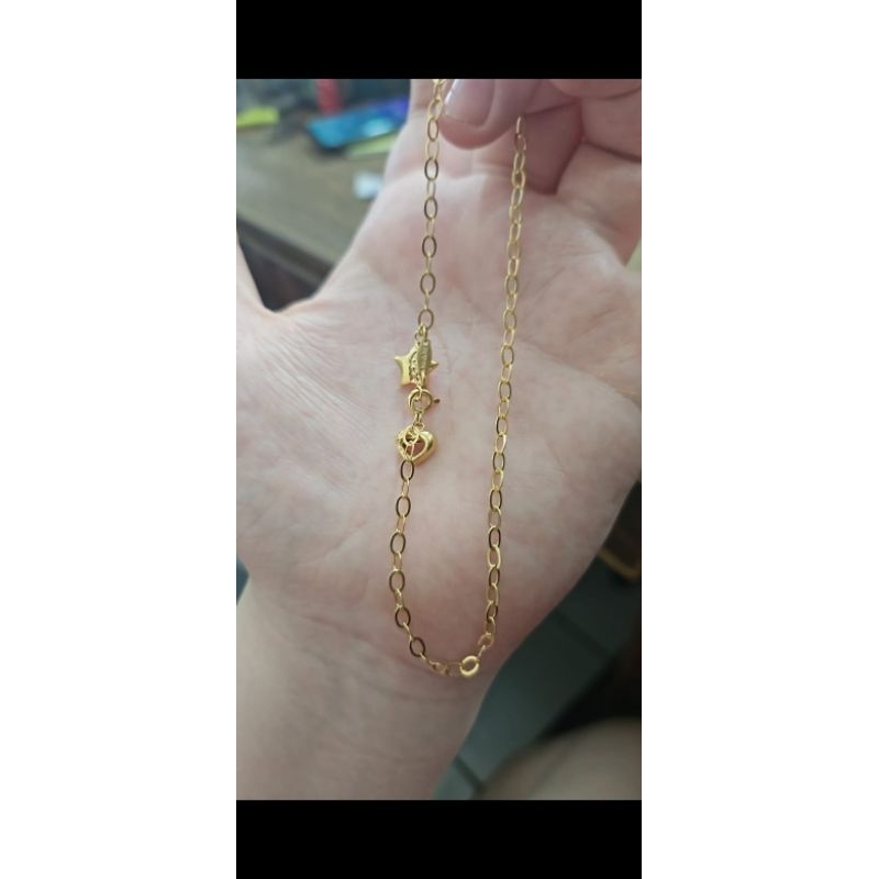 Gelang kaki dewasa rantai nori 26 cm 26cm emas asli 700 70% mas tua 16k gold pentol bola