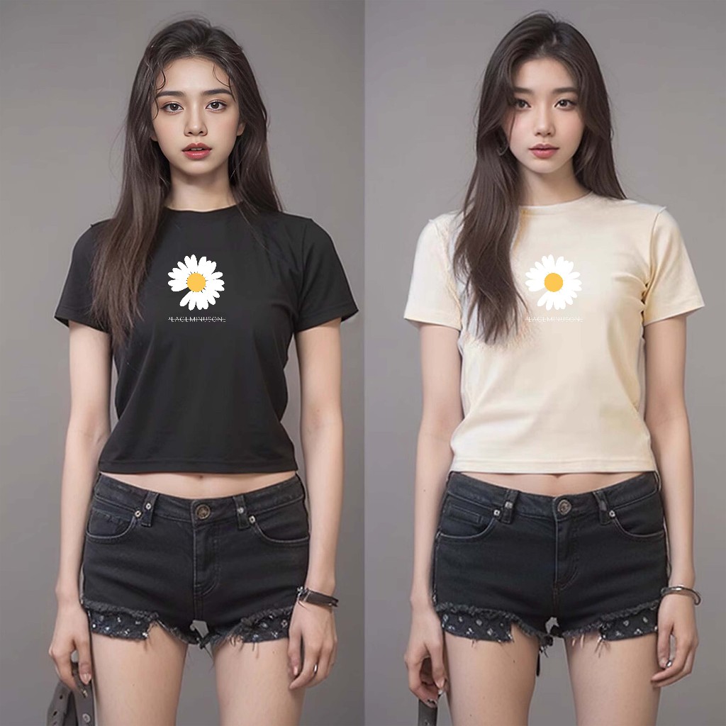KAOS CROP TOP TEE / BAJU CROP TOP / T SHIRT CROP TEE / CROP LENGAN PENDEK / CROP TOP LENGAN PANJANG