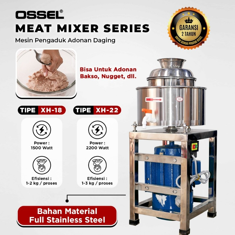 OSSEL Meatball Mixer Meat Mixer Mesin Pengaduk Adonan Bakso Mixer Daging XH-18 OSSEL