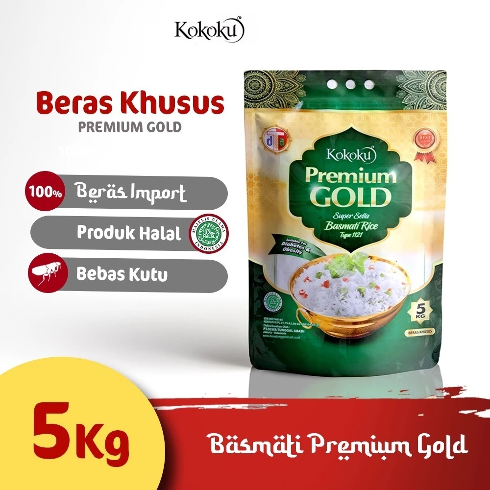 

Beras Basmati PREMIUM GOLD Kemasan Asli Pabrik 5kg - Basmati Rice 1121