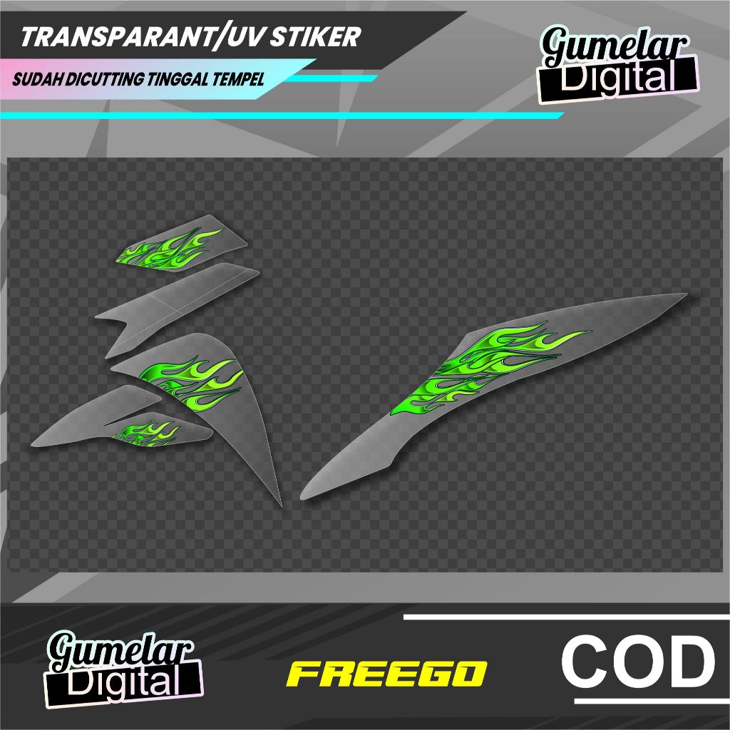 STRIPING TRANSPARAN UV CLEAR SIMPEL YAMAHA FREEGO API LIVERY SS R UV