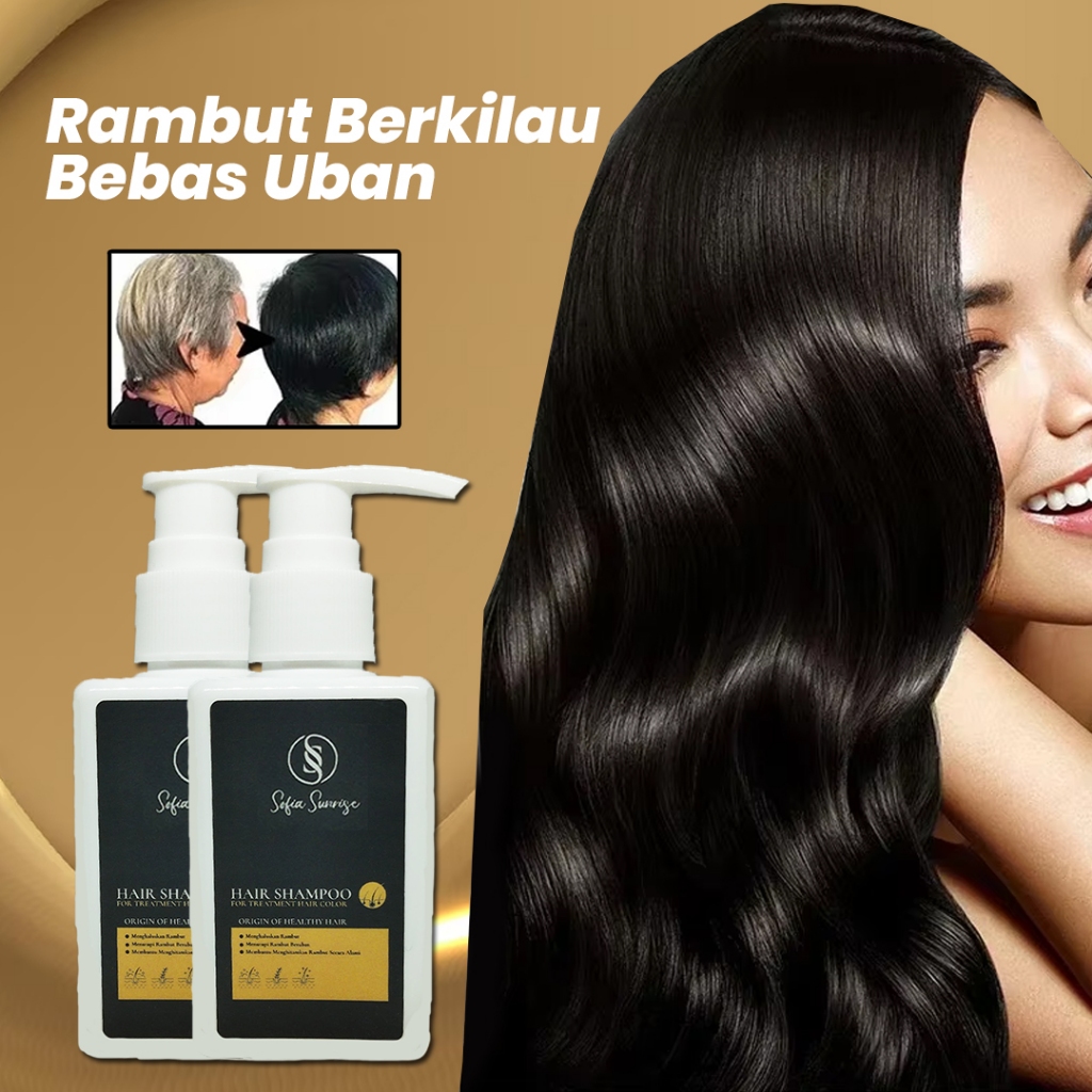 Shampoo Penghilang Uban Rambut Sofia Sunrise Permanen Alami Hitam Halal Ampuh Selamanya Hair Color