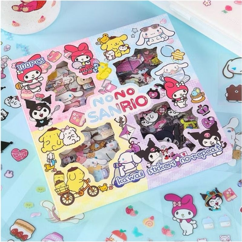 

Stiker Momo Isi 100pcs Sanrio Mix / Stiker Karakter Sanrio Lucu Anak