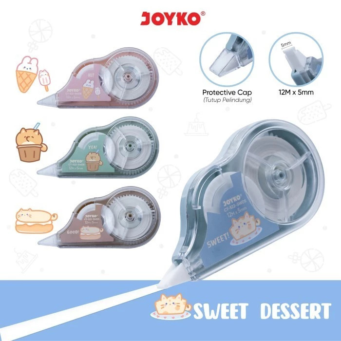 

Correction Tape Pita Koreksi Stipo Kertas Joyko CT-522-SWDS Sweet Dessert Bersih Cepat Tepat