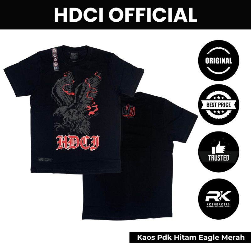 Kaos Pendek Eagle Merah Harley Davidson Club Indonesia Official Merchandise