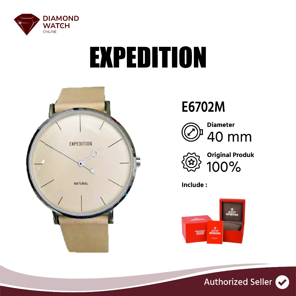 Expedition Natural 40 mm Men/Woman Dial Cream Genuine Leather Strap E6702M