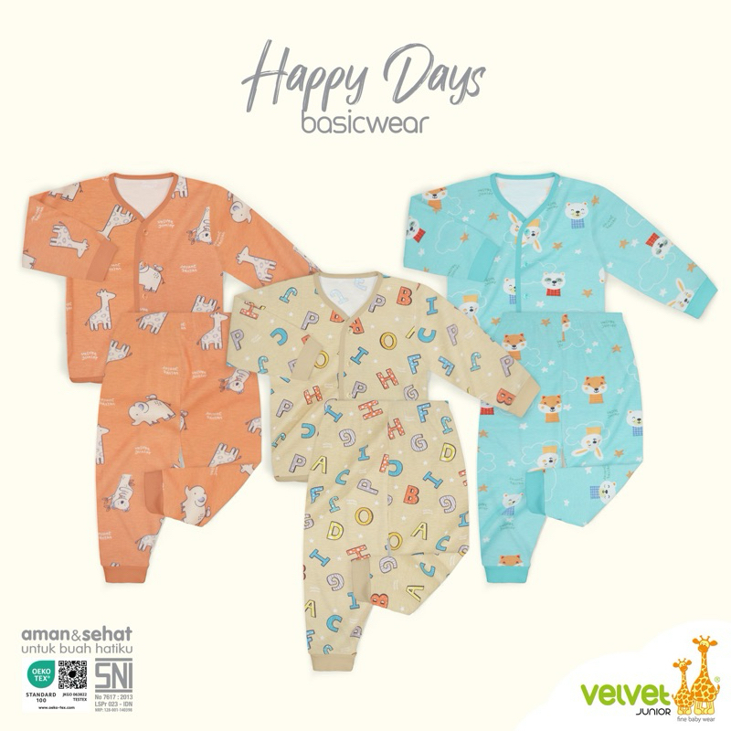 Velvet Junior Setelan Baju Kancing Tengah Lengan Panjang + Celana Panjang Motif