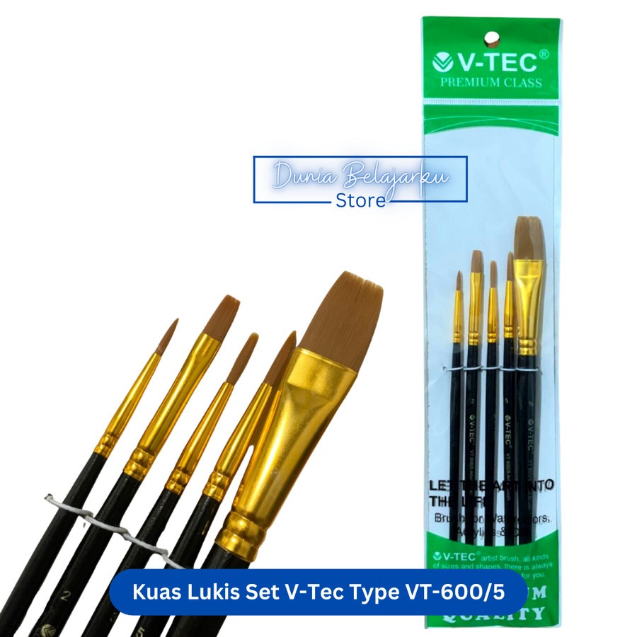 

Kuas Lukis V-Tec Set Type VT-600/5 Round Flat Isi 5