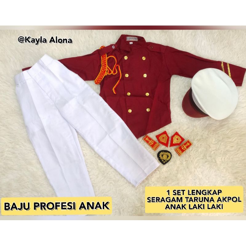 BAJU PROFESI ANAK Laki Laki TARUNA AKPOL ANAK Laki Laki | Baju Seragam TARUNA AKPOL MERAH untuk Anak