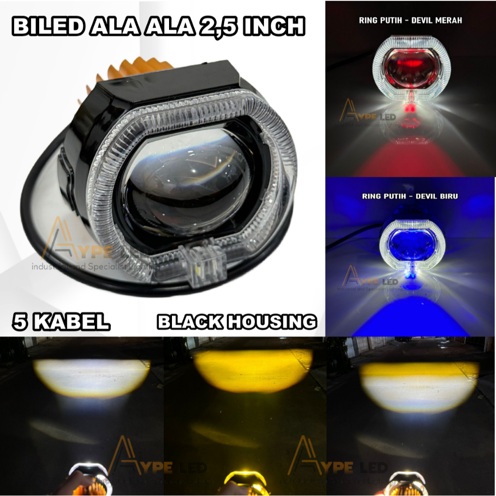 Biled Projie Mini ALA ALA Black housing  2,5 inch Cut off 30 Watt Pnp Waterproof Biled Mini 1 Lensa 