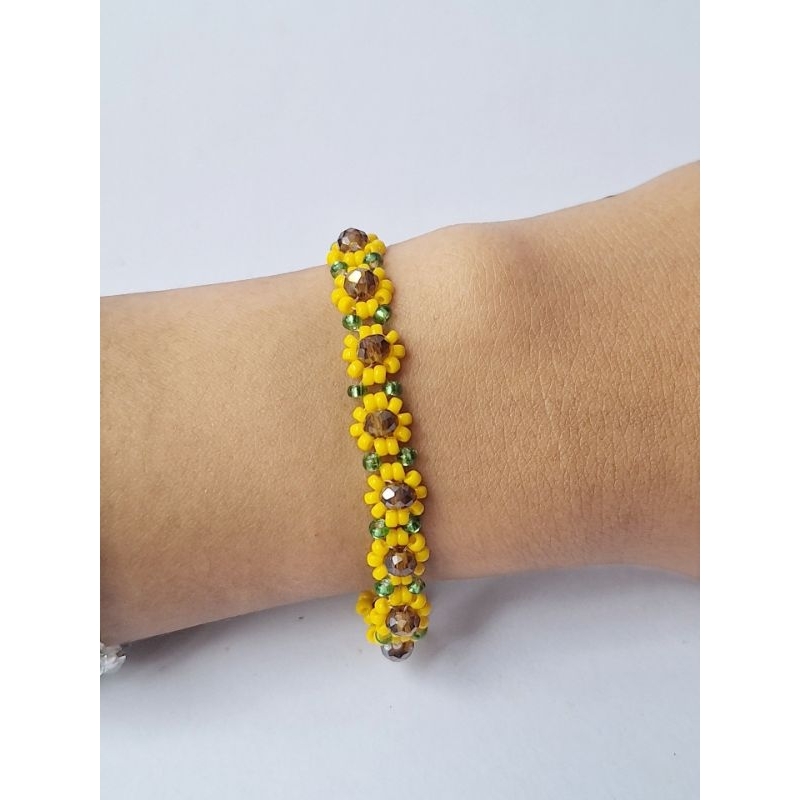 Sunflower beads bracelets stainless steel gelang bunga matahari premium