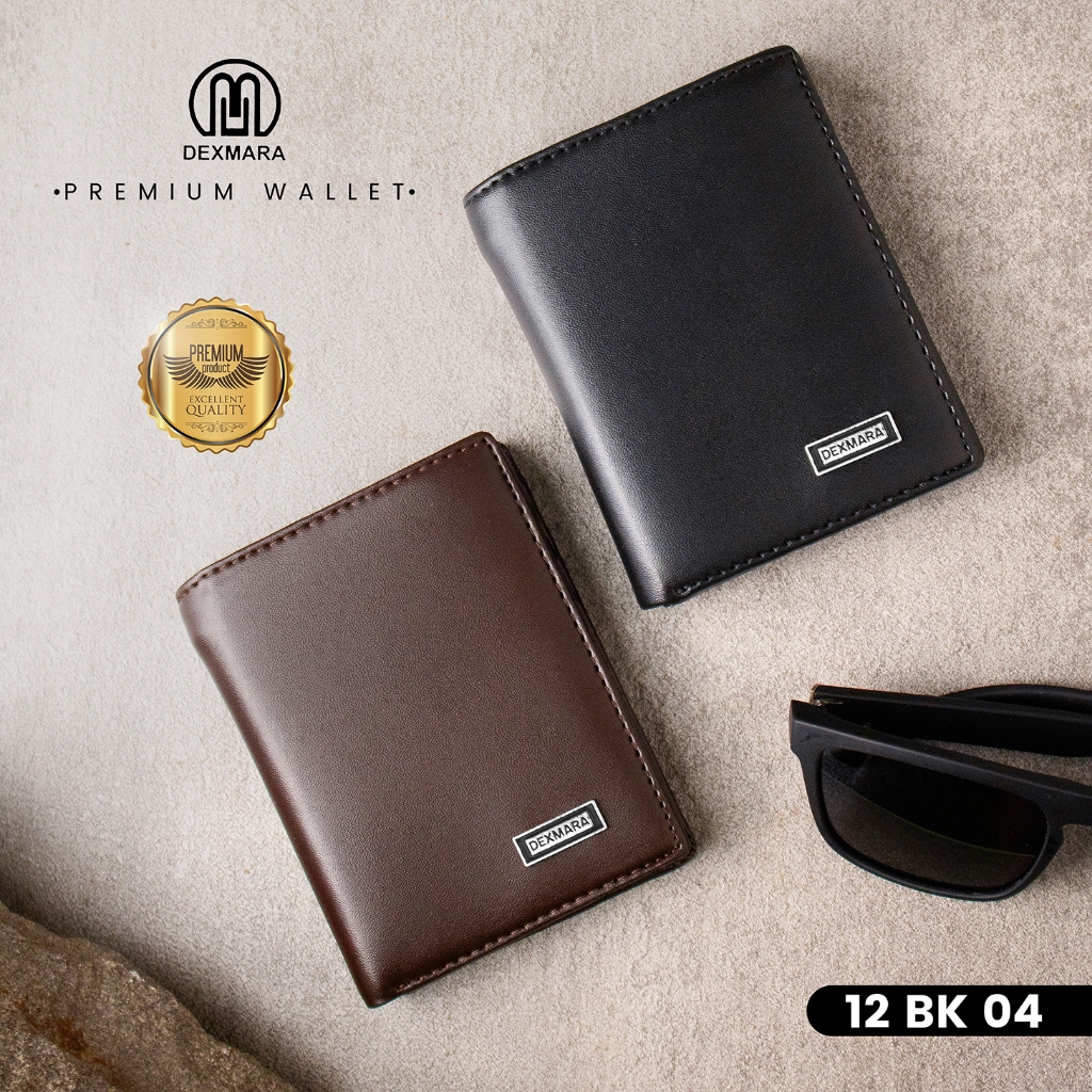 DEXMARA Dompet Lipat Pria Resleting Dalam Banyak Slot Kartu Bahan Kulit Sintetis PVC BK 04