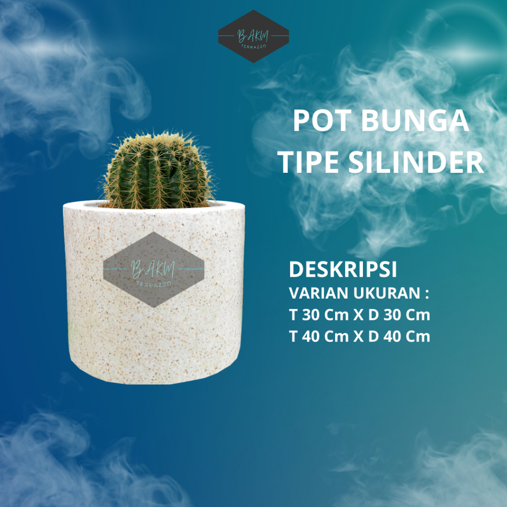BAK AIR KAMAR MANDI | POT BUNGA KECIL UNIK | POT TERASO | TERAZZO TERDEKAT | POT BUNGA TIPE SILINDER