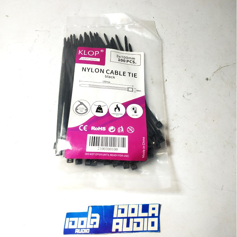 

Kabel TIE 3x100 mm KLOP Hitam Variasi Putih
